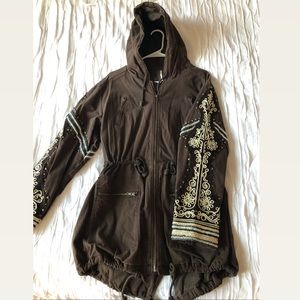 Free People Brown studded and embroidered jacket